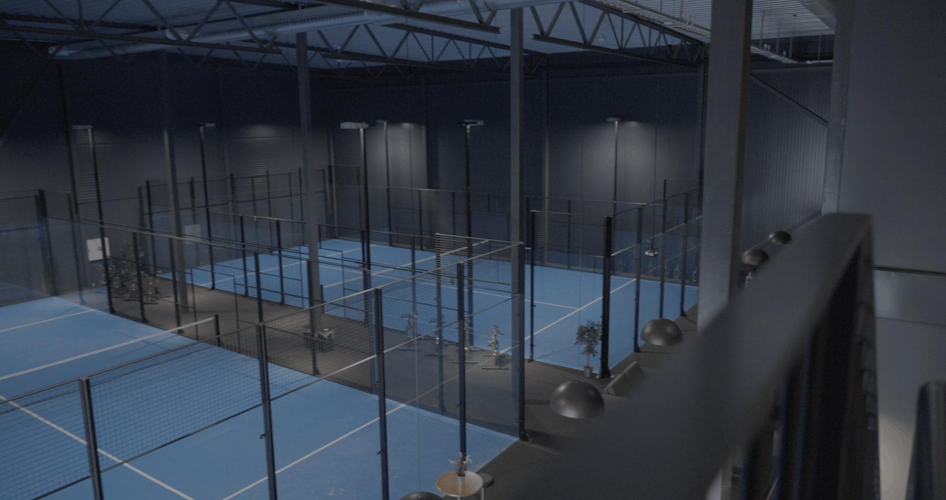 Padelbaner i det nye treningssenteret, sett ovenfra